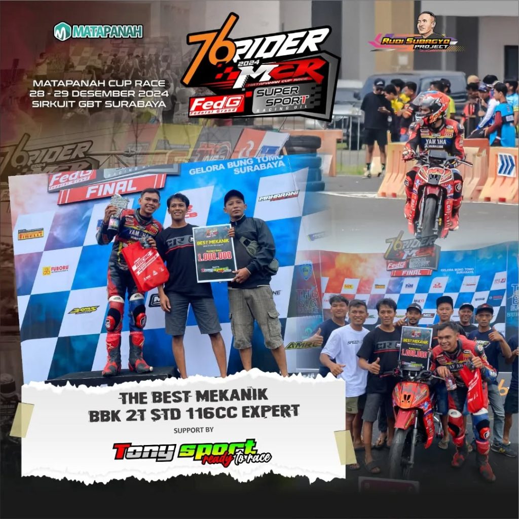 Selecong mekanik SCR, buktikan kualitas Oli FedG Advance pada mesin Bebek 2Tak hasilnya meriah predikat the best mekanik 116cc Expert di final Matapanah Cup Race 2024. (Foto: Dok. MCR)
